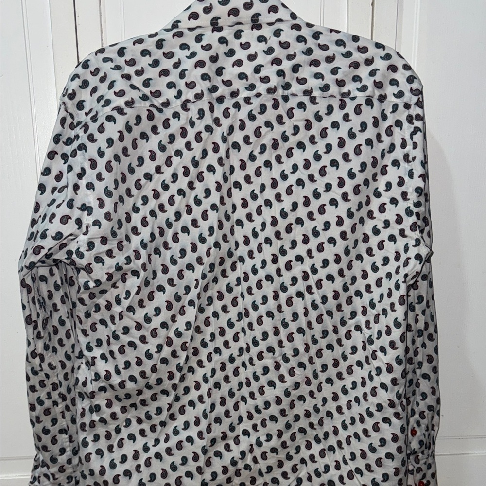 Tavion White Paisley Print Men's Dress Shirt - Picture 8 of 10